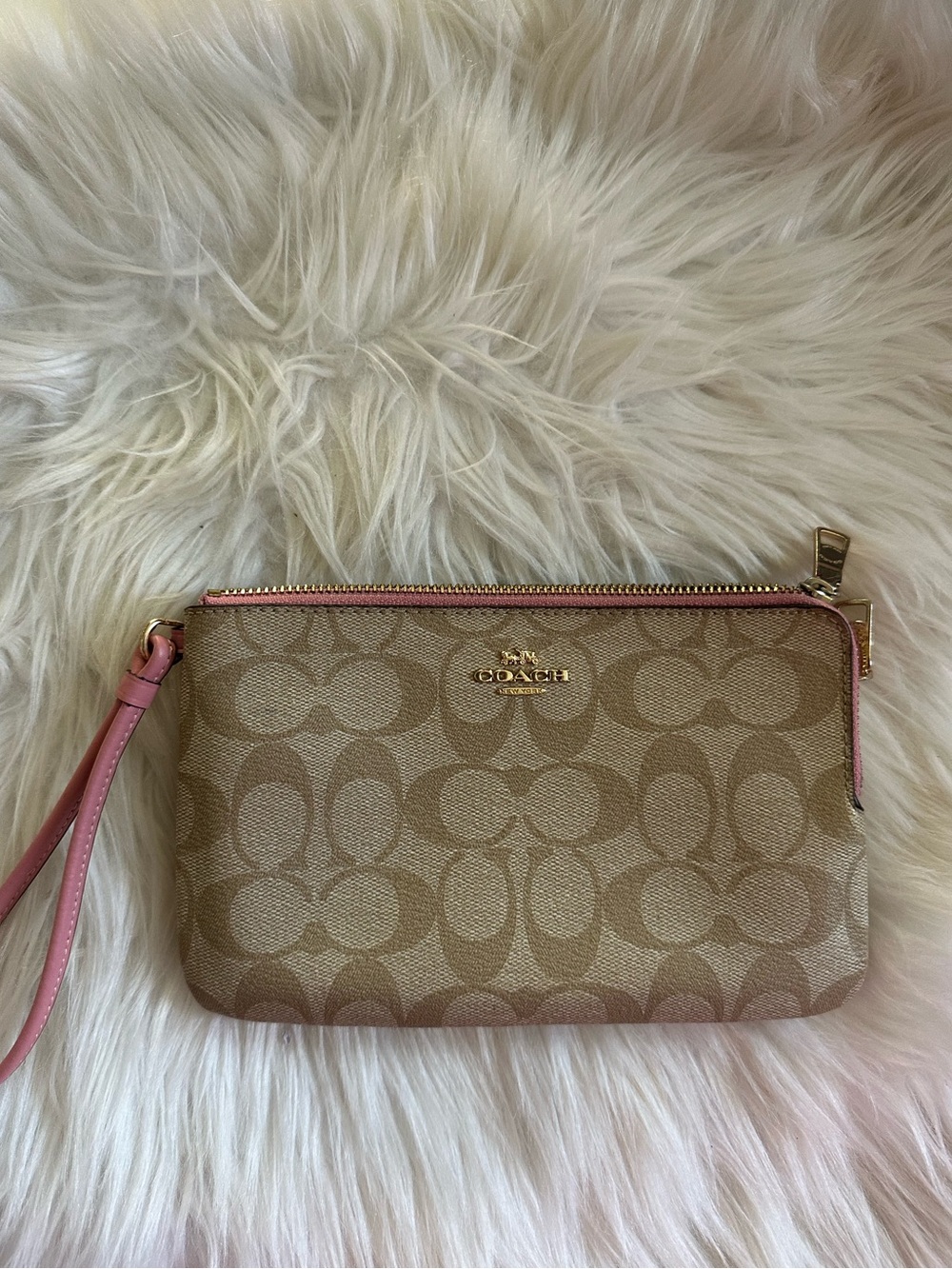 Coach double zip wristlet